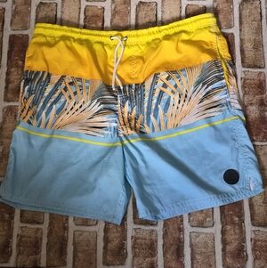 Surf Mantality, Tropical Yellow and Blue Men's Swim Shorts
